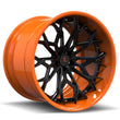 SD-08 orange black deep dish forged 2-piece wheels - custom alloys