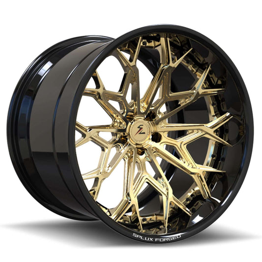 SD-08 polished frozen gold black deep dish forged wheels for 2021 Dodge Charger GT - custom rims