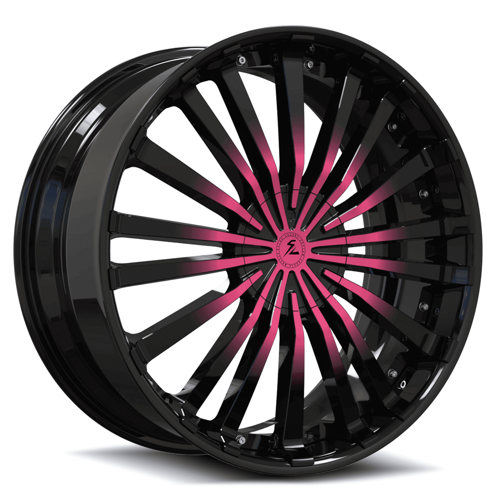 18 inch rims for Honda Accord with a bold pink and black finish. Forged deep dish 2-piece wheels by Splux.