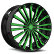 Custom rims for Honda Accord — green and black deep dish forged 2-piece wheels, 40% lighter than OEM cast wheels.