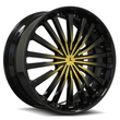 20 inch rims for Honda Accord, featuring a striking yellow-to-black fade finish. Deep dish wheels with custom style.