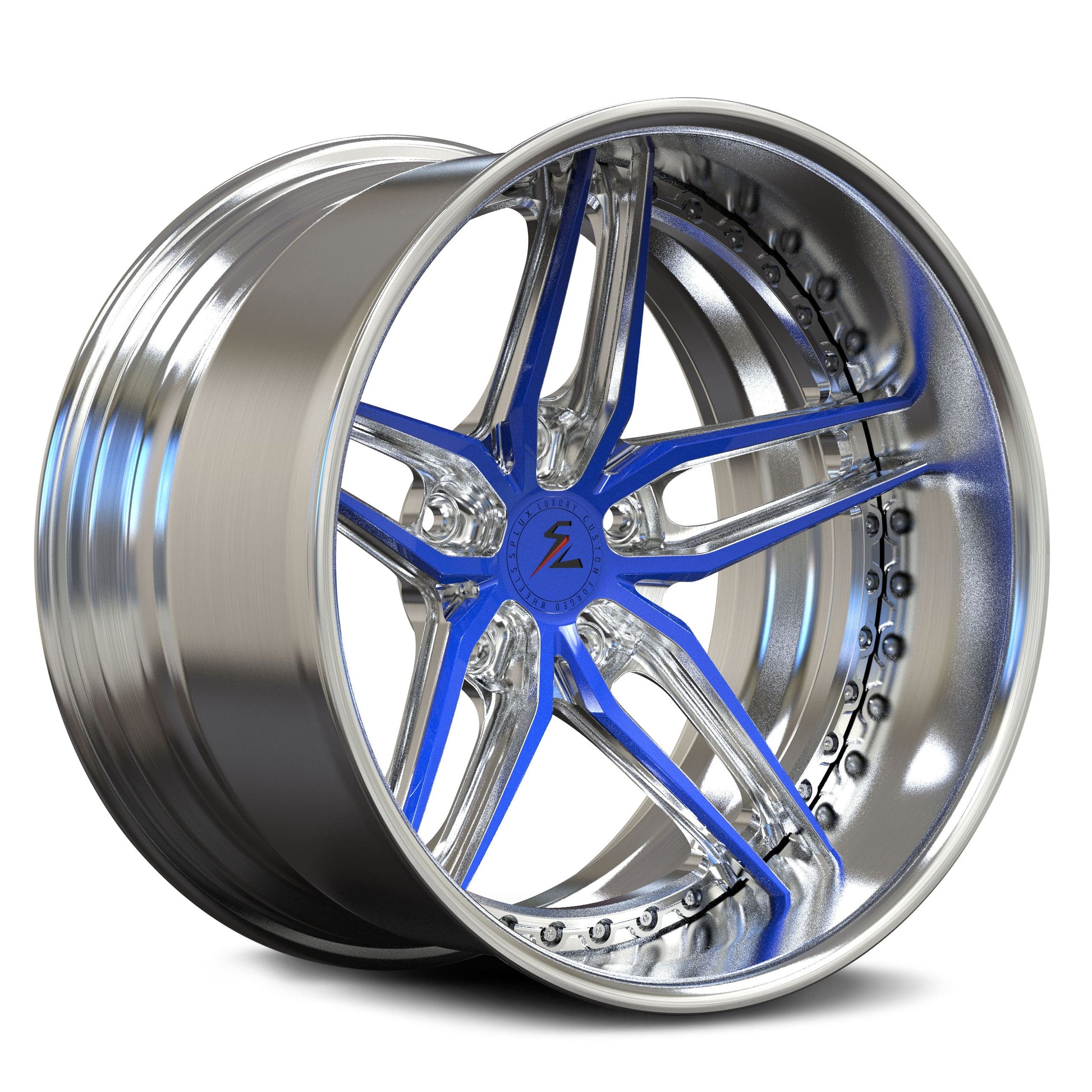 SD-10 blue face brushed forged wheels for BMW 840Ci - custom deep dish alloys