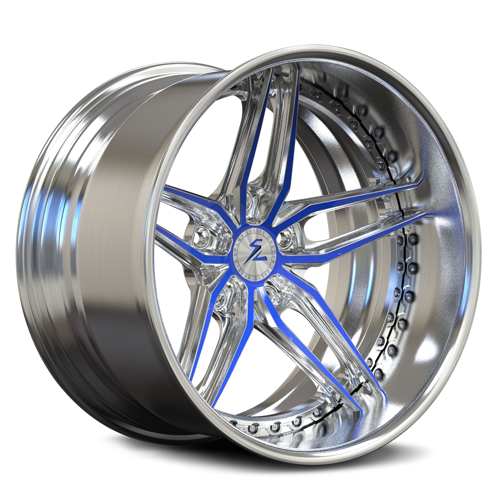 SD-10 blue face brushed forged wheels for BMW - concave 2-piece wheels