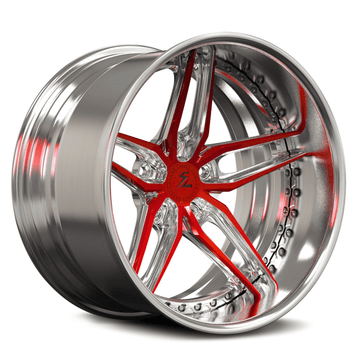 SD-10 red face brushed forged wheels for 1995 BMW 840Ci - deep dish aftermarket rims