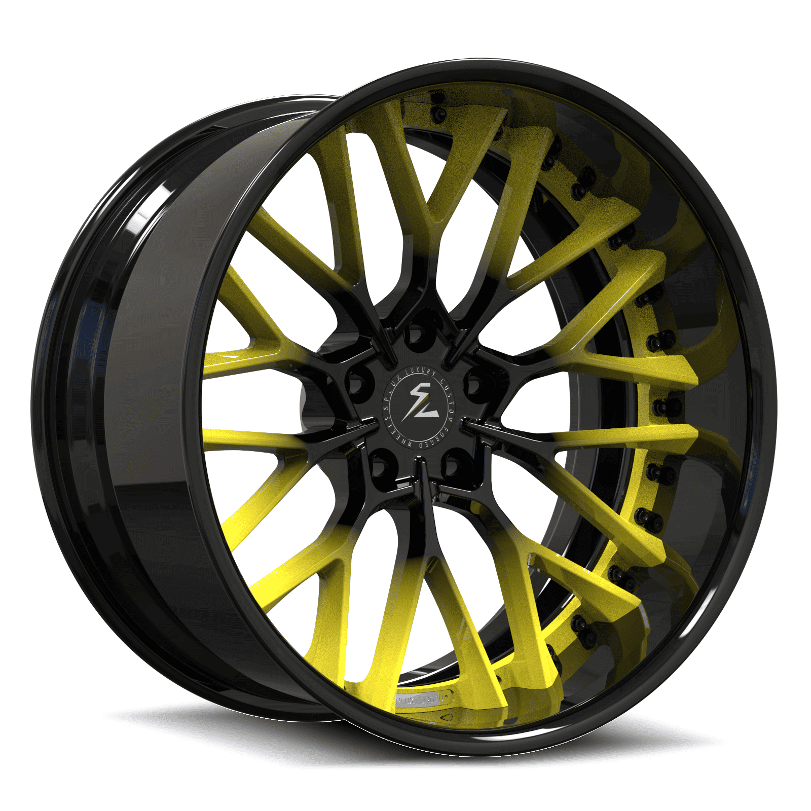 SD-12 black yellow forged wheels for 2019 Chevrolet Corvette Grand Sport - custom deep dish rims