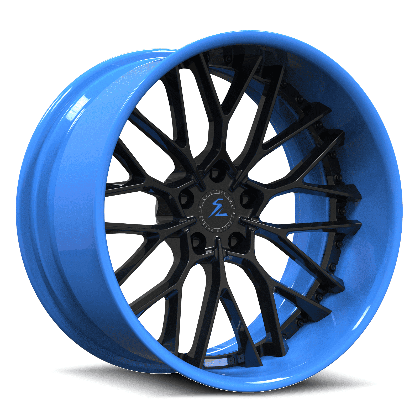 SD-12 rapid blue black forged wheels for Corvette - aftermarket rims