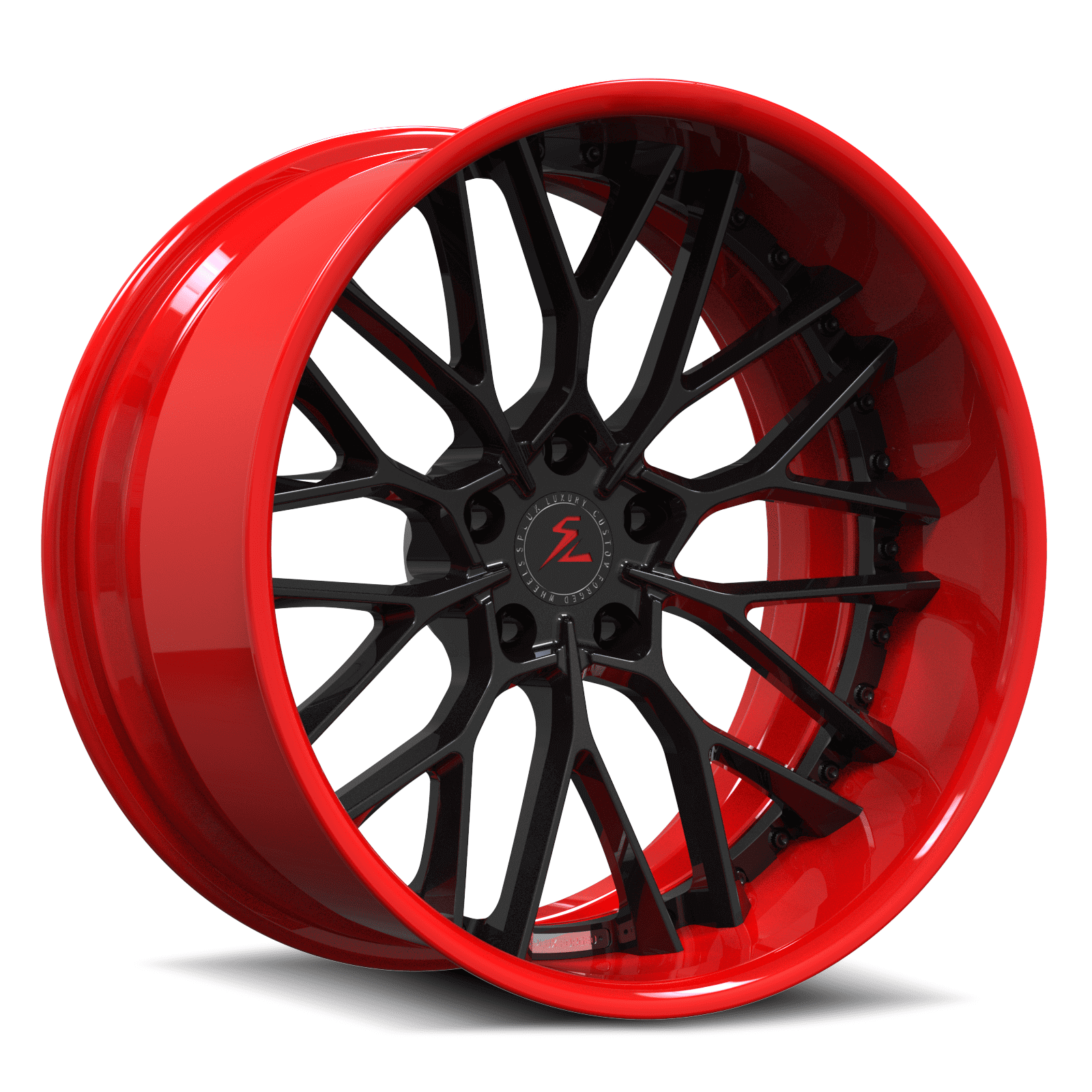 SD-12 red black forged wheels for Corvette - custom deep dish alloys