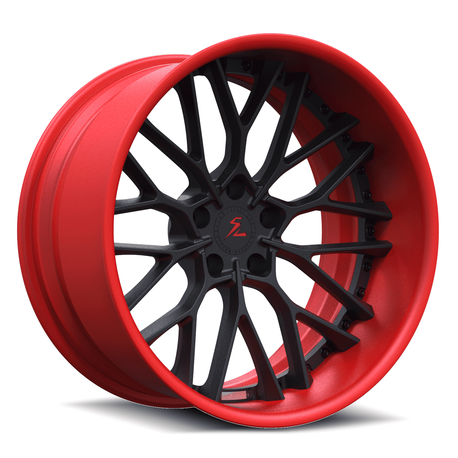 SD-12 satin black red forged wheels for 2021 Dodge Challenger Widebody - deep dish custom rims
