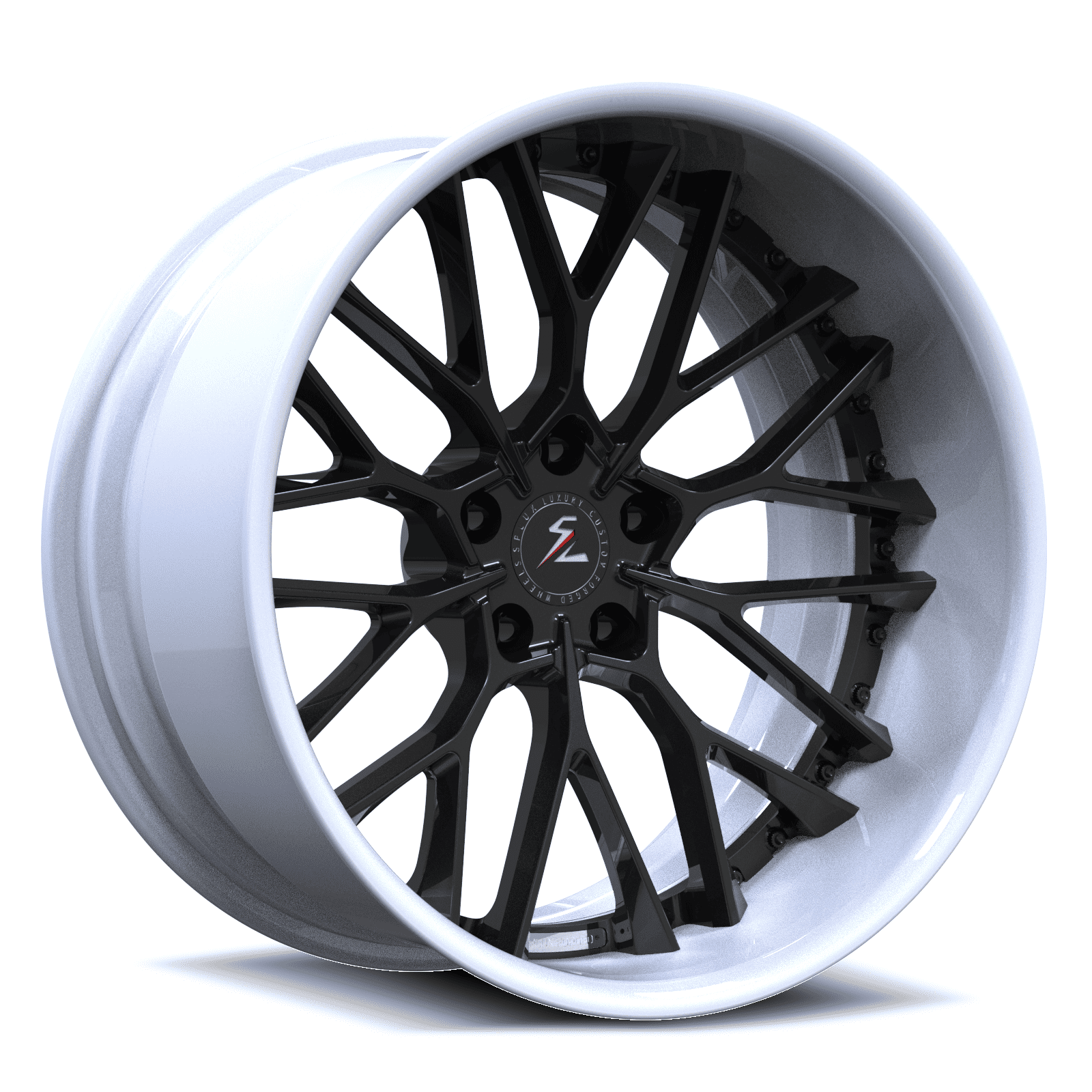 SD-12 white black forged wheels for Dodge Charger - custom deep dish rims