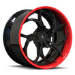 SD-22 piano black gloss red deep dish forged wheels for 2021 Chevrolet Corvette C8 1LT - 5-spoke rims