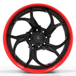 SD-22 piano black gloss red deep dish forged wheels for Corvette C8 - custom rims
