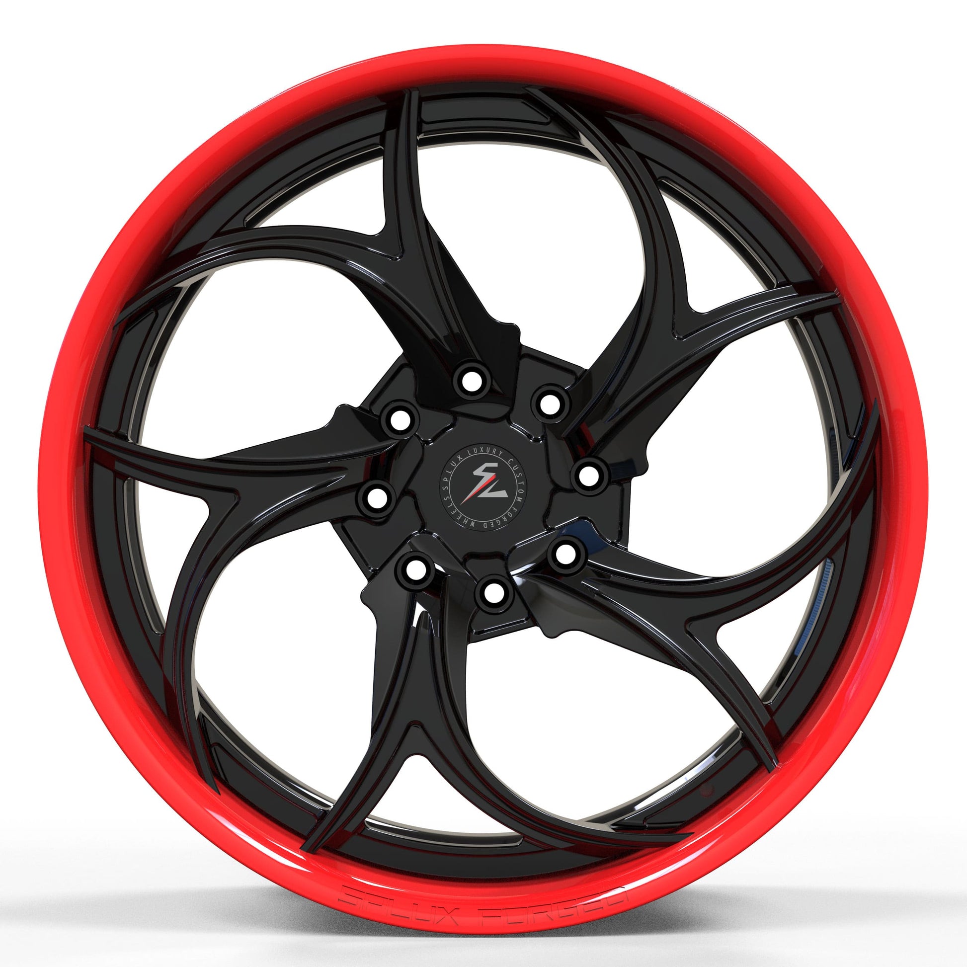 SD-22 piano black gloss red deep dish forged wheels for Corvette C8 - custom rims