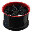 SD-22 piano black gloss red deep dish forged wheels for 2021 Corvette - aftermarket alloys