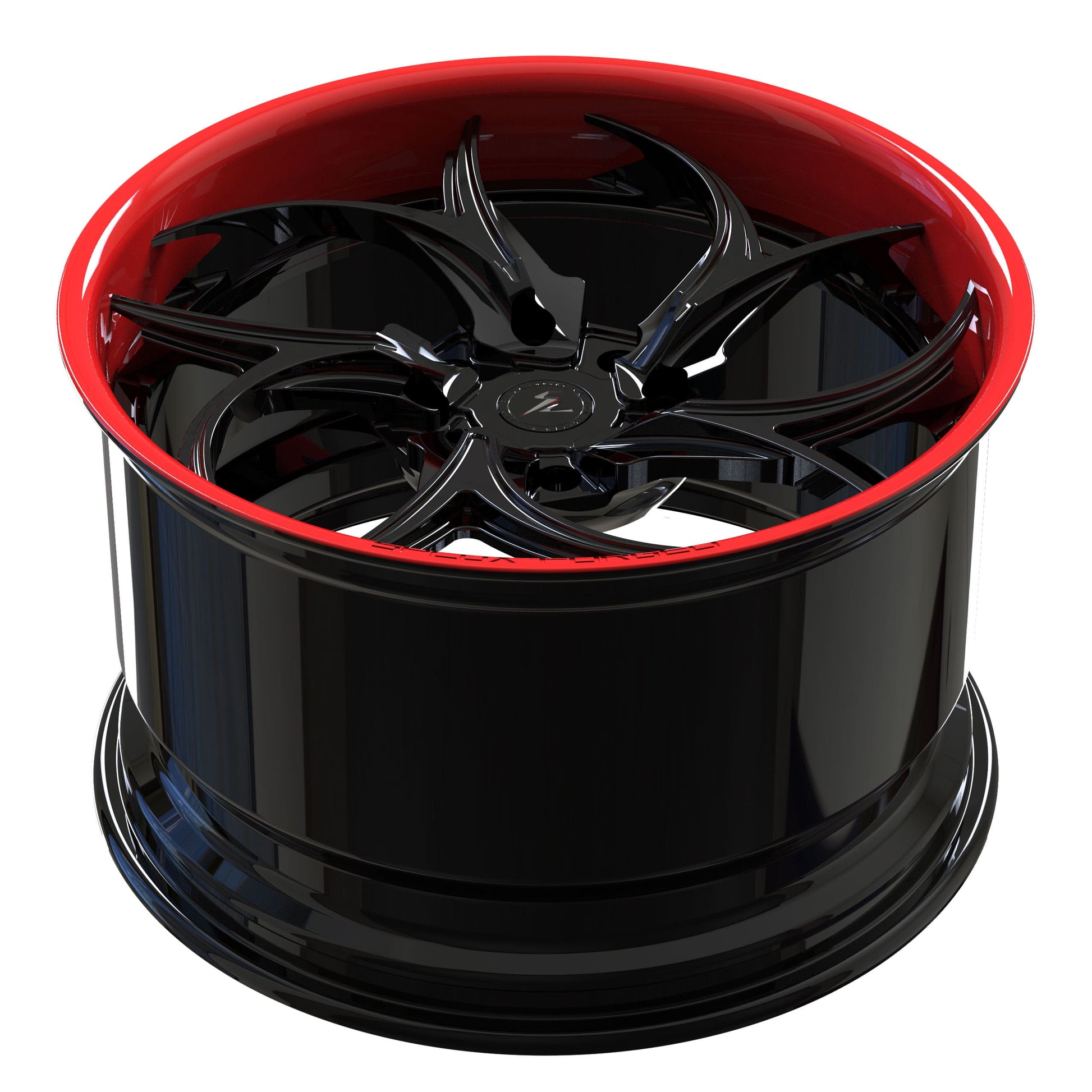 SD-22 piano black gloss red deep dish forged wheels for 2021 Corvette - aftermarket alloys