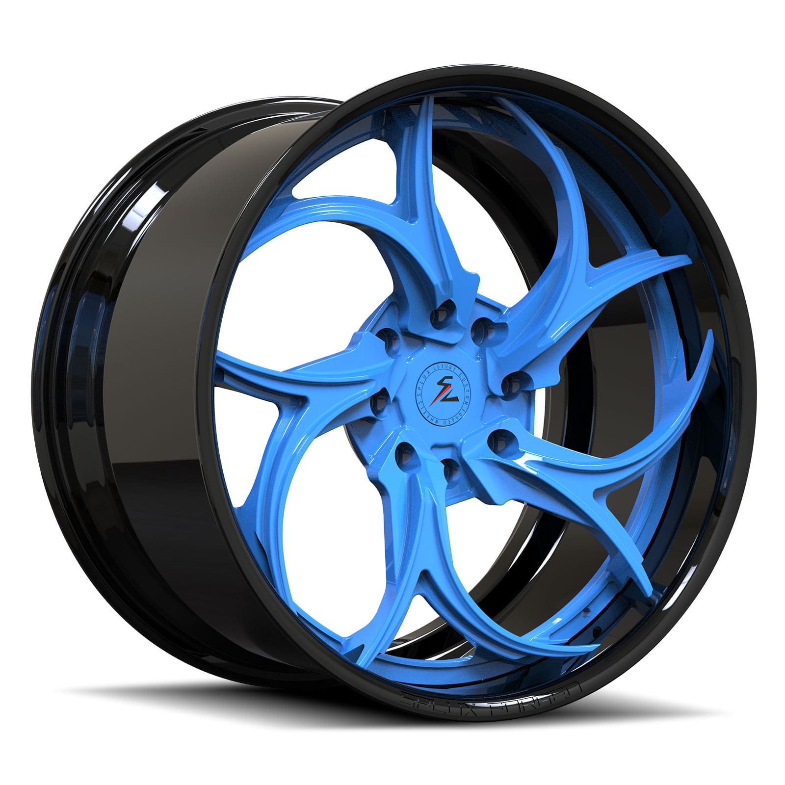 SD-22 piano black rapid blue deep dish forged wheels for Corvette C8 1LT - 2-piece rims