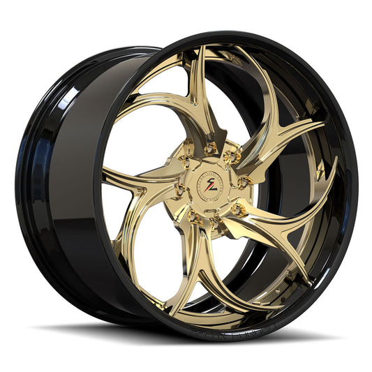 SD-22 piano black polished bronze gold deep dish forged wheels for 2021 Corvette C8 - custom alloys