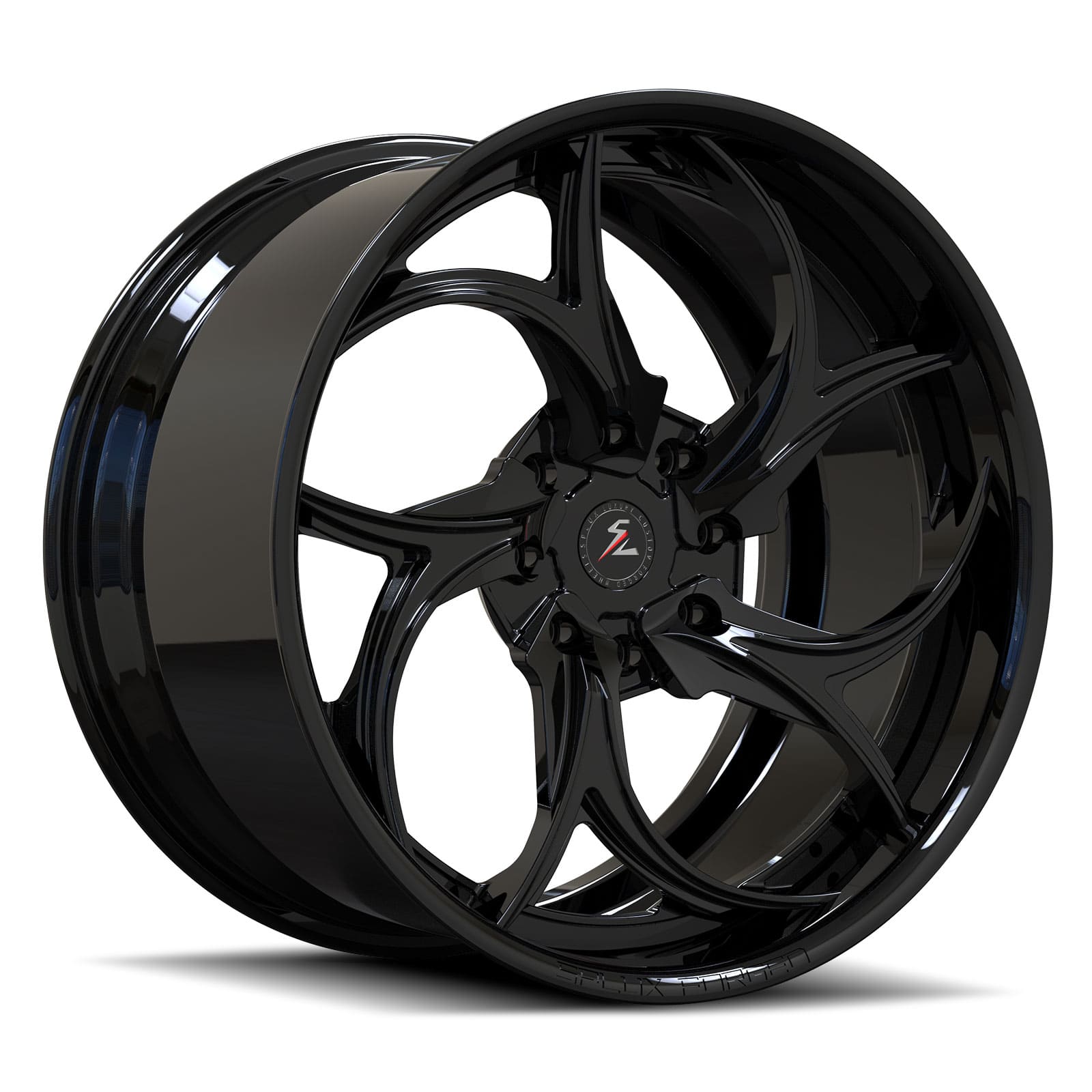 SD-22 piano black deep dish forged wheels for 2021 Corvette C8 - lightweight 5-spoke rims