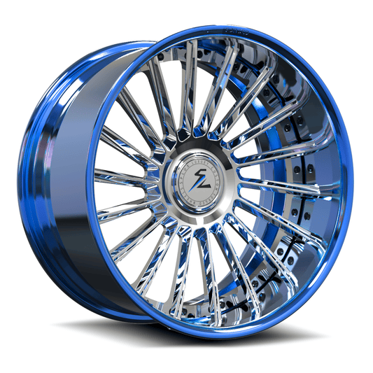 SD-23 chrome polished blue forged wheels for Jeep Wrangler 4xe - luxury aftermarket alloys