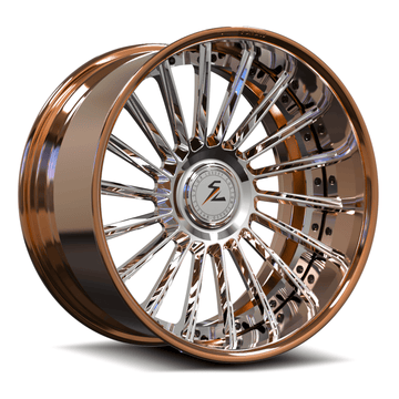 SD-23 chrome and polished copper forged wheels for 2018 Chrysler 300 Limited - deep-dish aftermarket rims