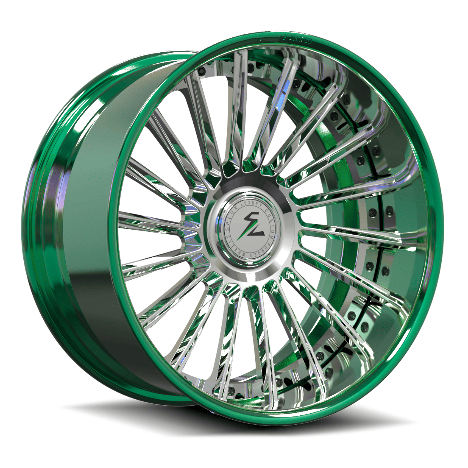 SD-23 chrome polished green forged wheels for the Bonneville - custom 2-piece rims