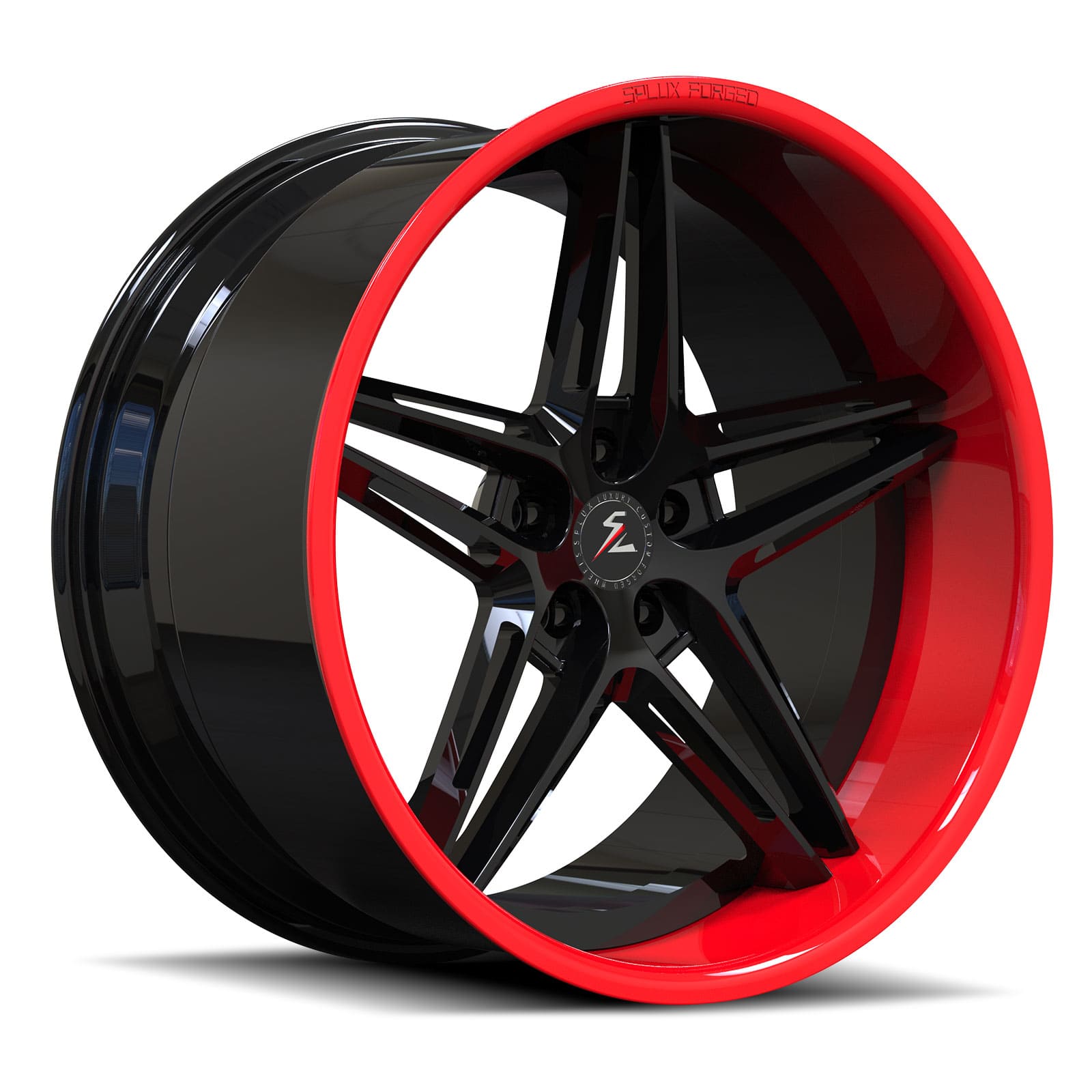 SD-24 gloss black gloss red forged wheels for 1986 Chevrolet C10 - aftermarket deep dish rims