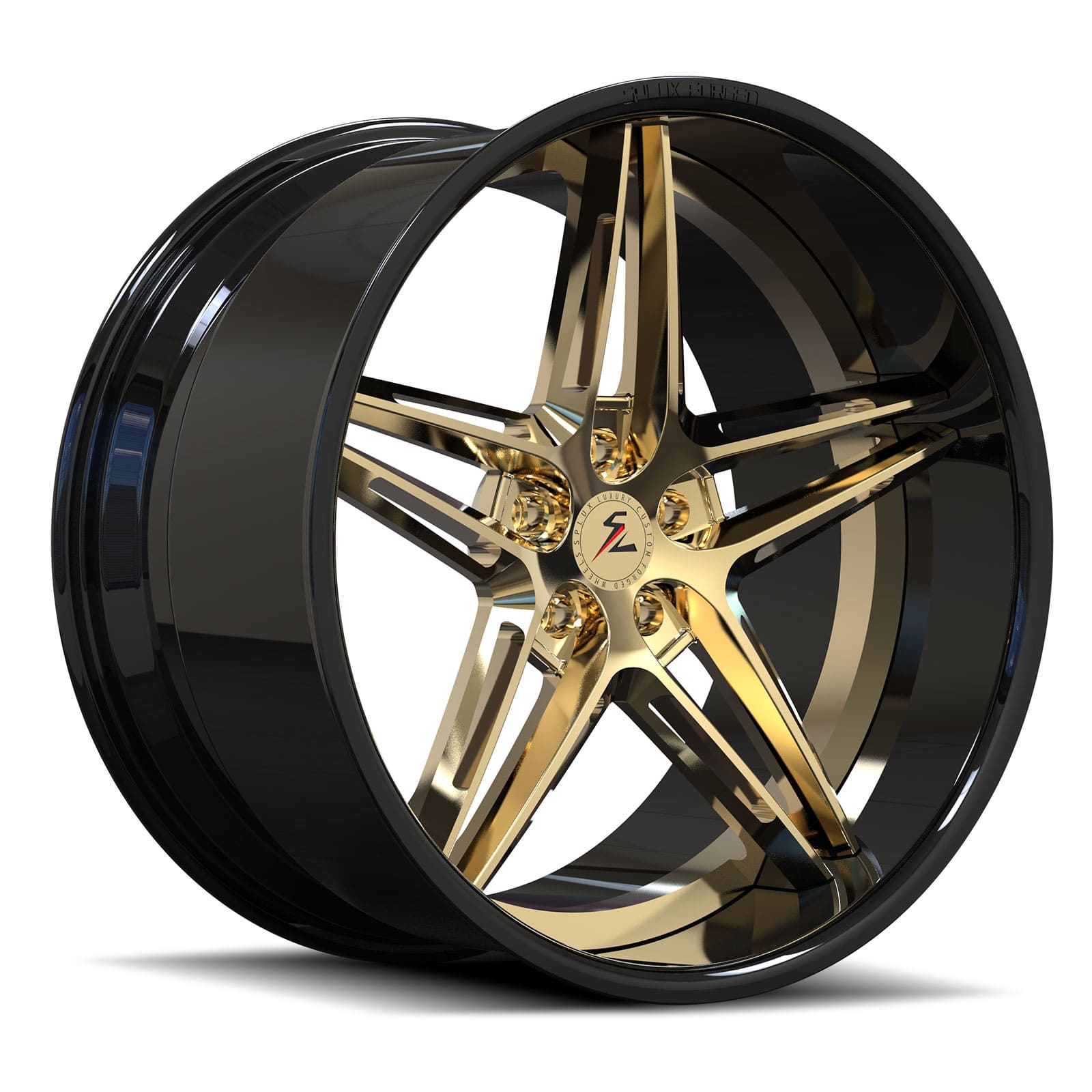 SD-24 gloss black polished bronze gold forged wheels for 1986 Chevrolet C10 - deep dish rims