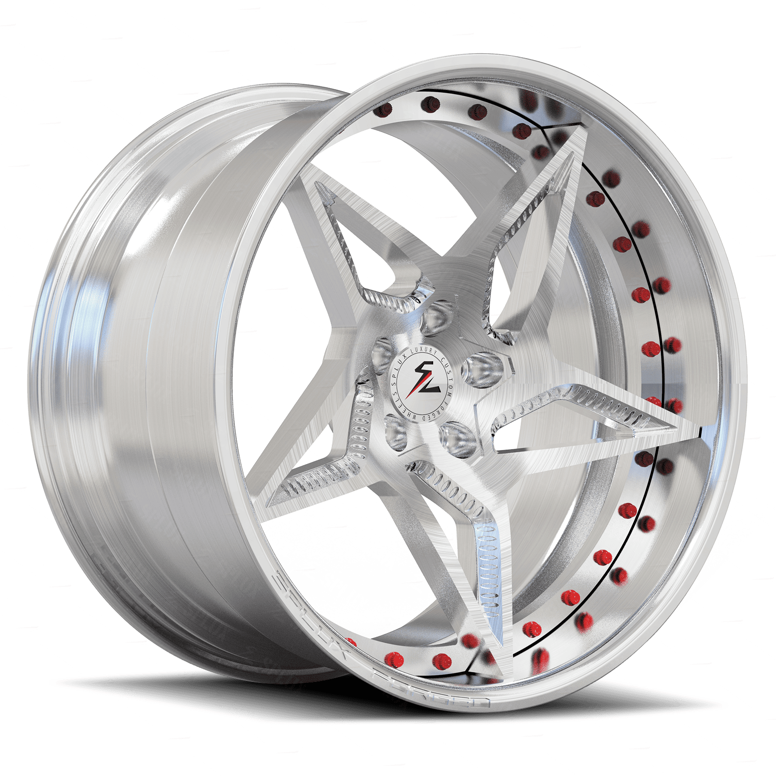 SD-25 brushed red forged deep dish wheels for Challenger - aftermarket alloys