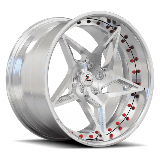 SD-25 brushed red forged deep dish wheels for Cougar - aftermarket alloys
