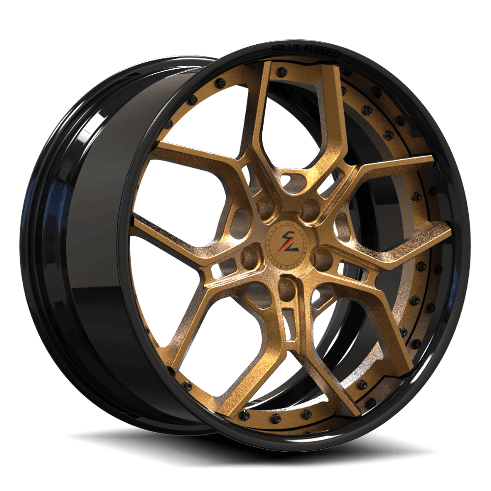 SD-28 brushed gold black forged wheels for GMC S-15 Jimmy - deep dish 5-spoke rims