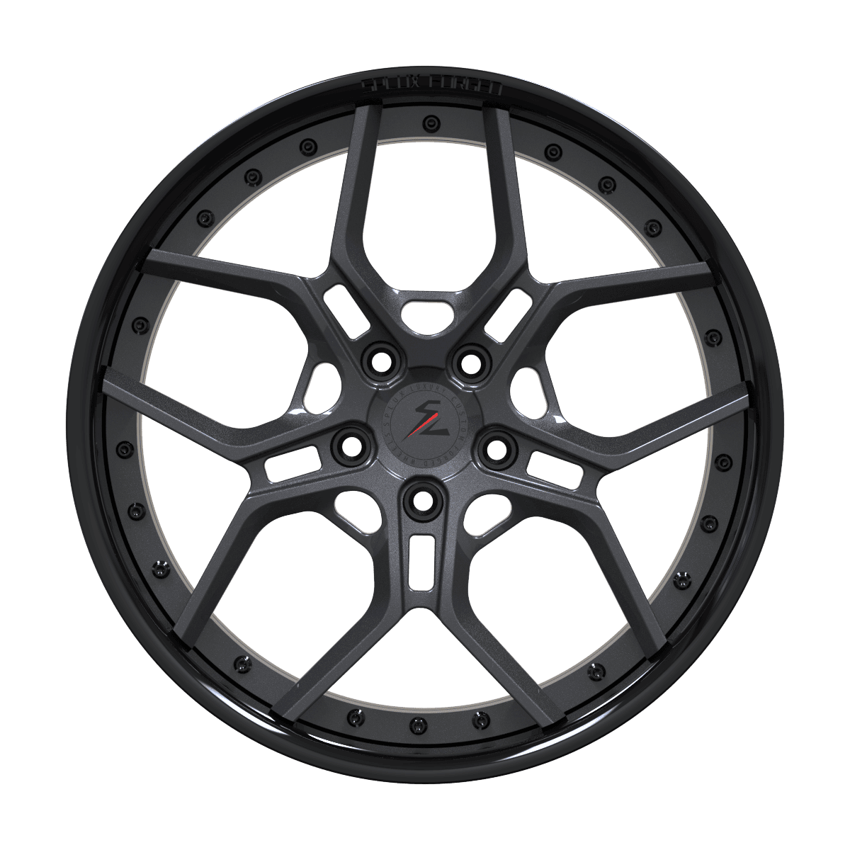 SD-28 gunmetal black forged wheels for GMC S-15 Jimmy - deep dish 5-spoke custom wheels