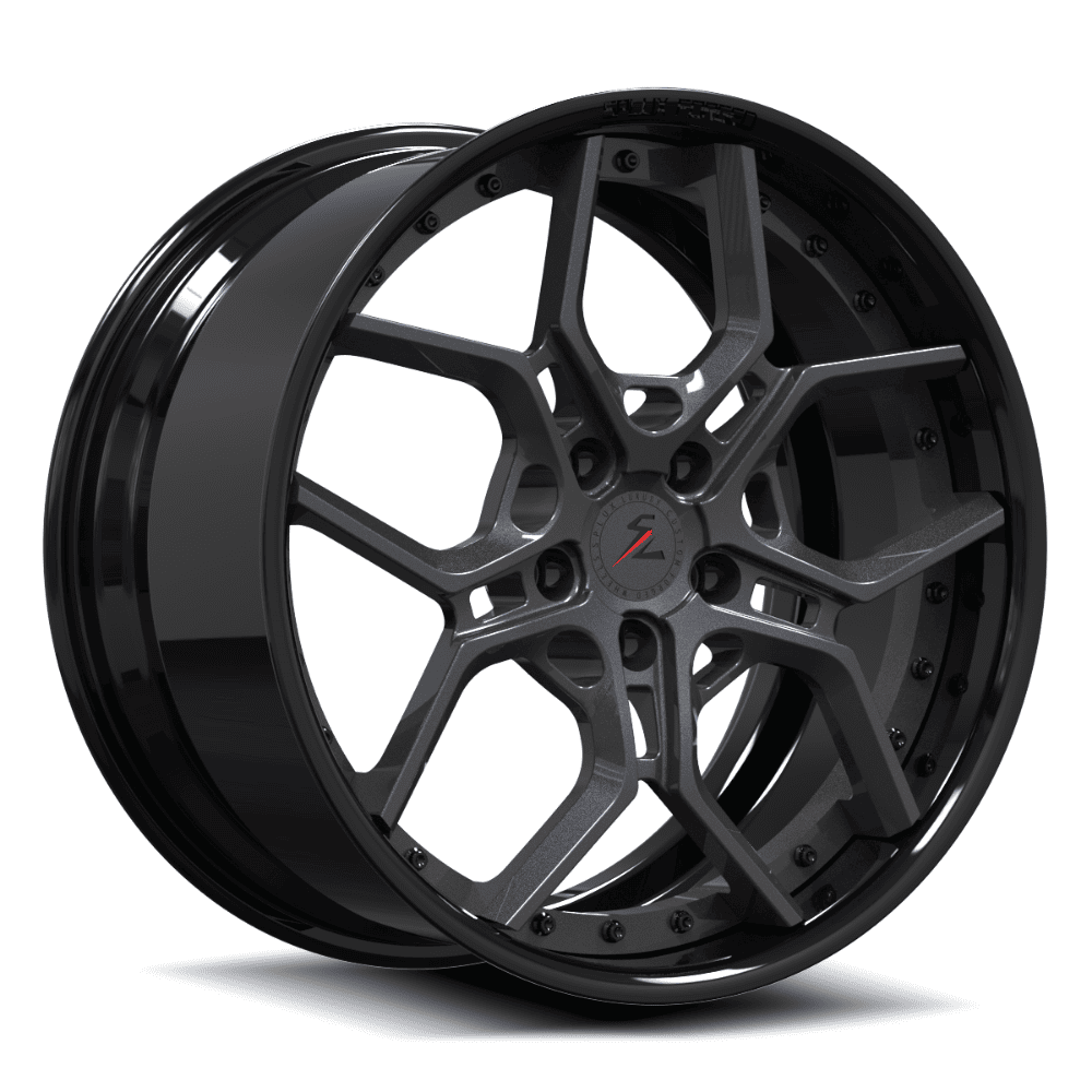 SD-28 gunmetal black forged wheels for 1987 GMC S-15 Jimmy - deep dish 5-spoke rims