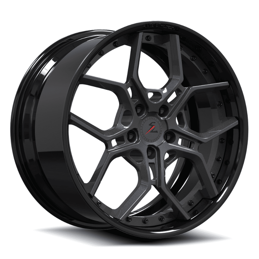 SD-28 gunmetal black forged wheels for 1987 GMC S-15 Jimmy - deep dish 5-spoke rims