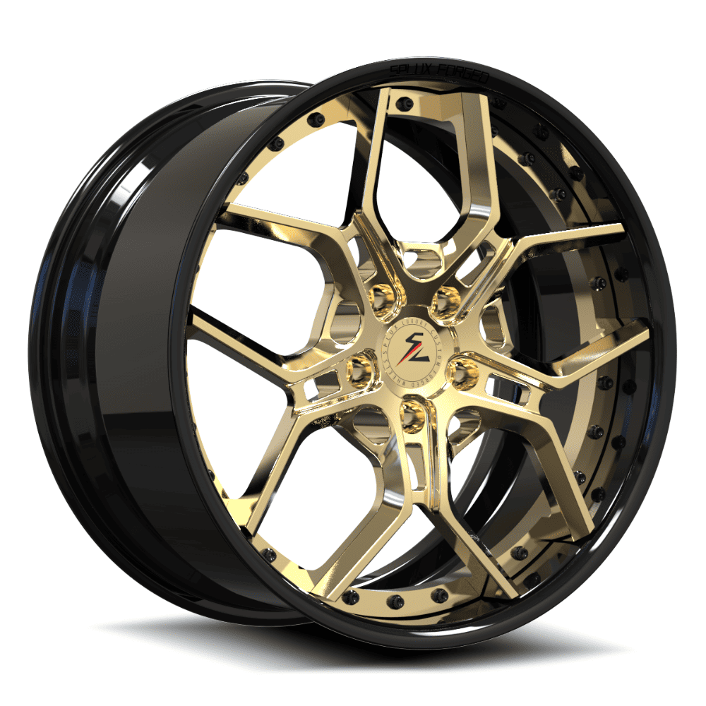 SD-28 polished frozen gold black forged wheels for GMC S-15 Jimmy - deep dish aftermarket wheels