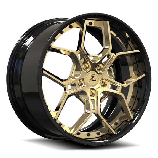SD-28 polished frozen gold black forged wheels for GMC S-15 Jimmy - deep dish aftermarket wheels