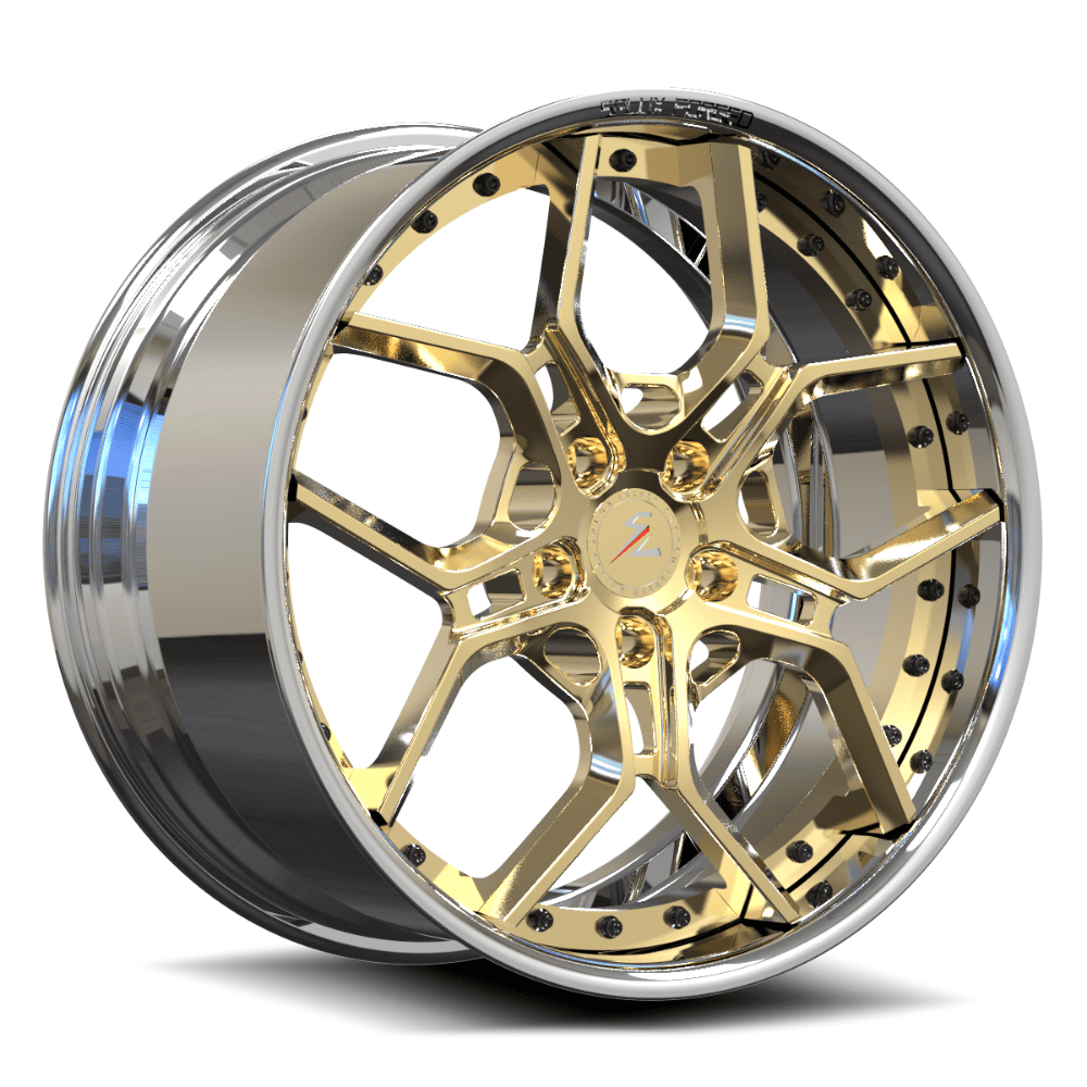 SD-28 polished frozen gold chrome forged wheels for 1987 GMC S-15 Jimmy - deep dish rims
