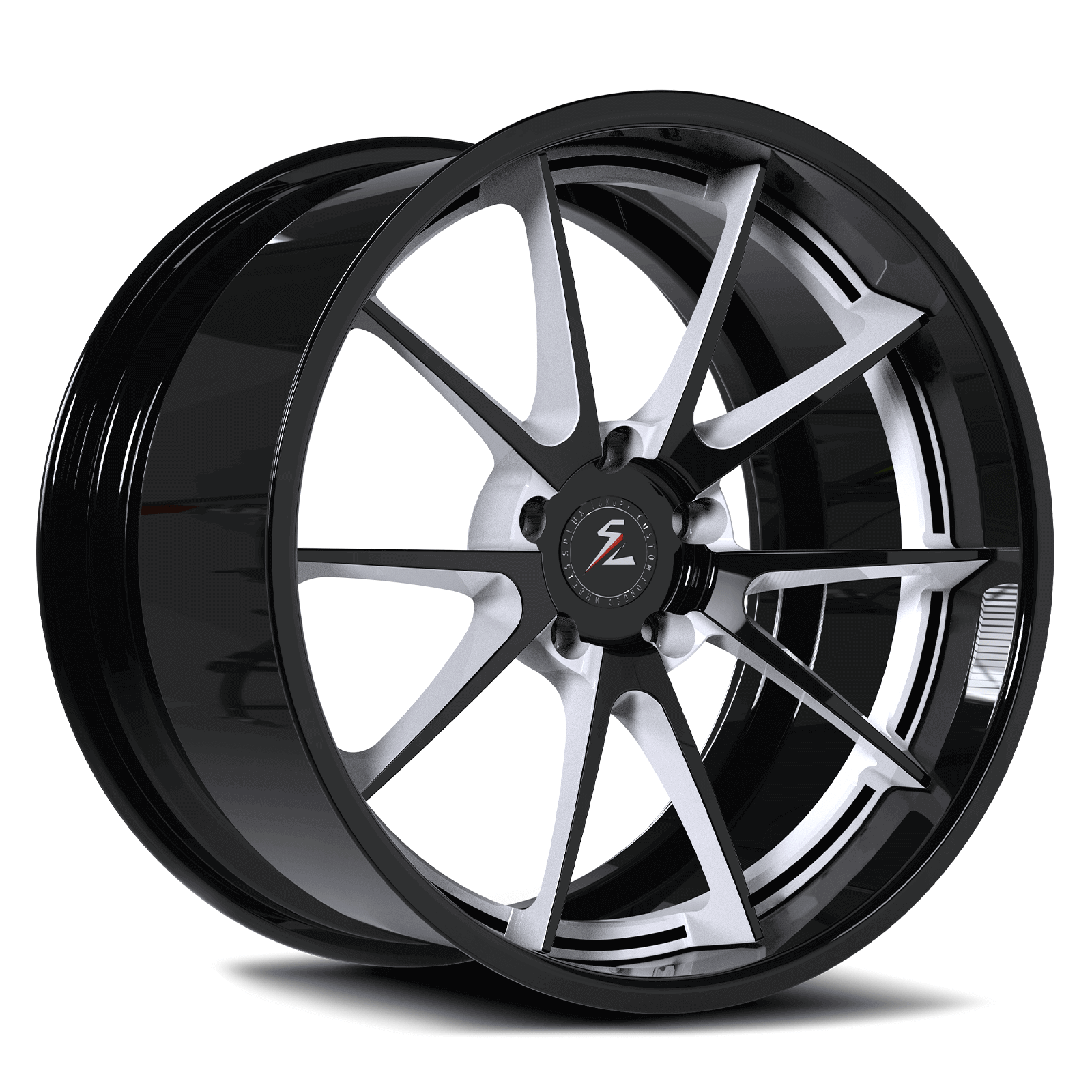 two piece forged wheels with black and white.custom aftermarket rims for any vehicle.