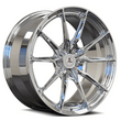 Tesla Model S with 21-inch chrome rims by Splux SF-06, custom forged monoblock, super lightweight aftermarket wheels.