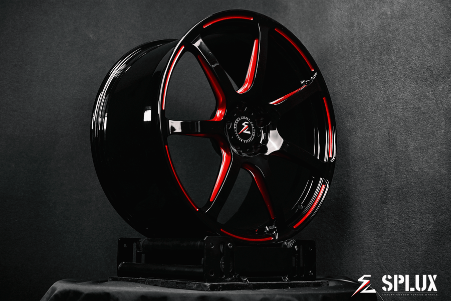 Custom forged Splux SF-07 C8 Corvette aftermarket wheels for the 2025 Stingray, featuring bold 6-spoke designs for a unique look.