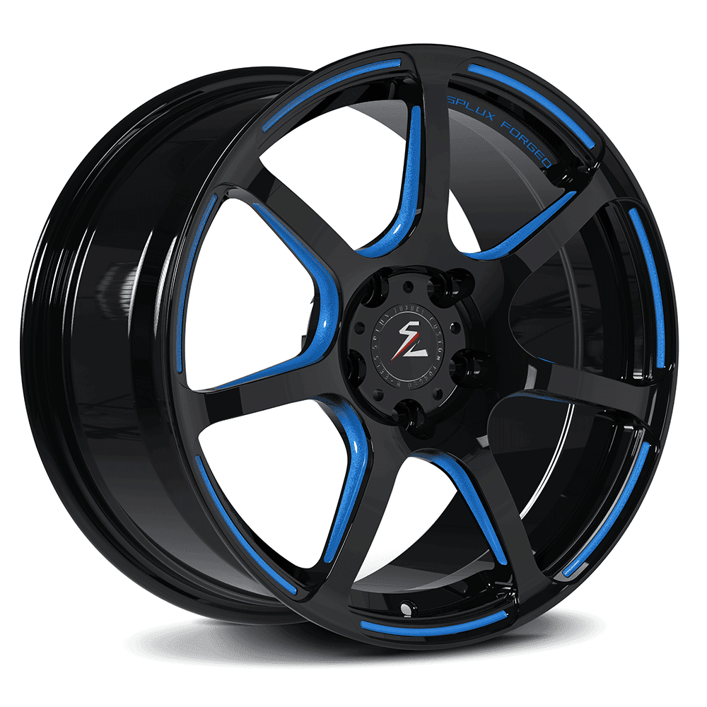 Blue 18-inch rims with a sporty style. 7-spoke aftermarket wheels from Splux SF-07.