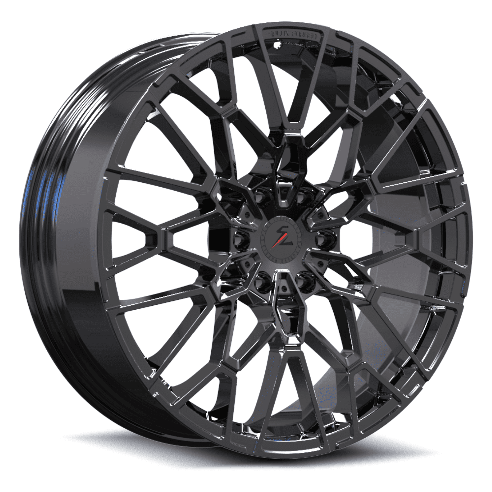 SF-10 6-Lug black chrome forged monoblock multi-spoke wheels for GMC Denali — spoke detail