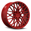 SF-10 6-Lug brushed red forged monoblock flat design wheels for GMC Denali — spoke closeup