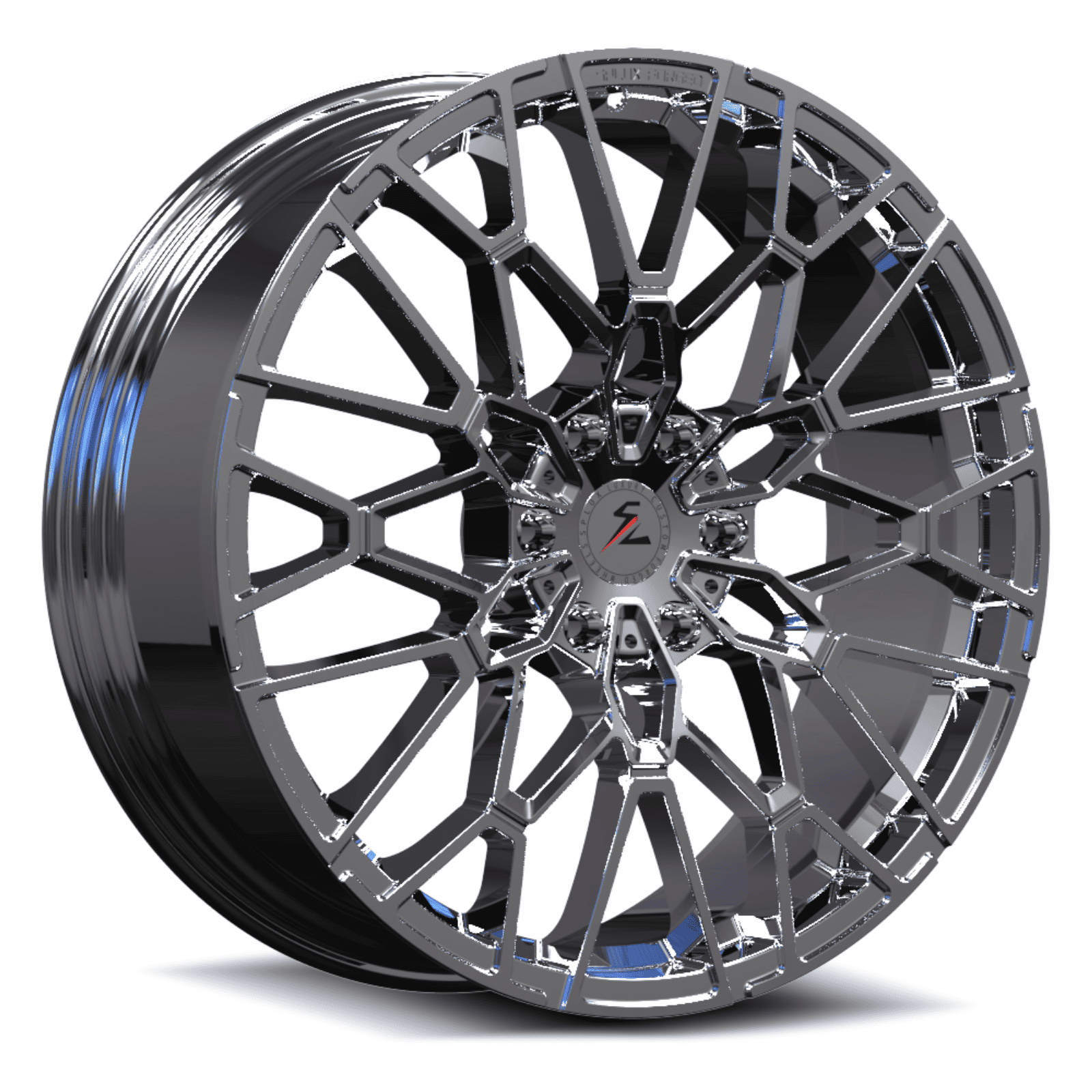 SF-10 6-Lug chrome forged monoblock multi-spoke rims for GMC Denali — three-quarter angle