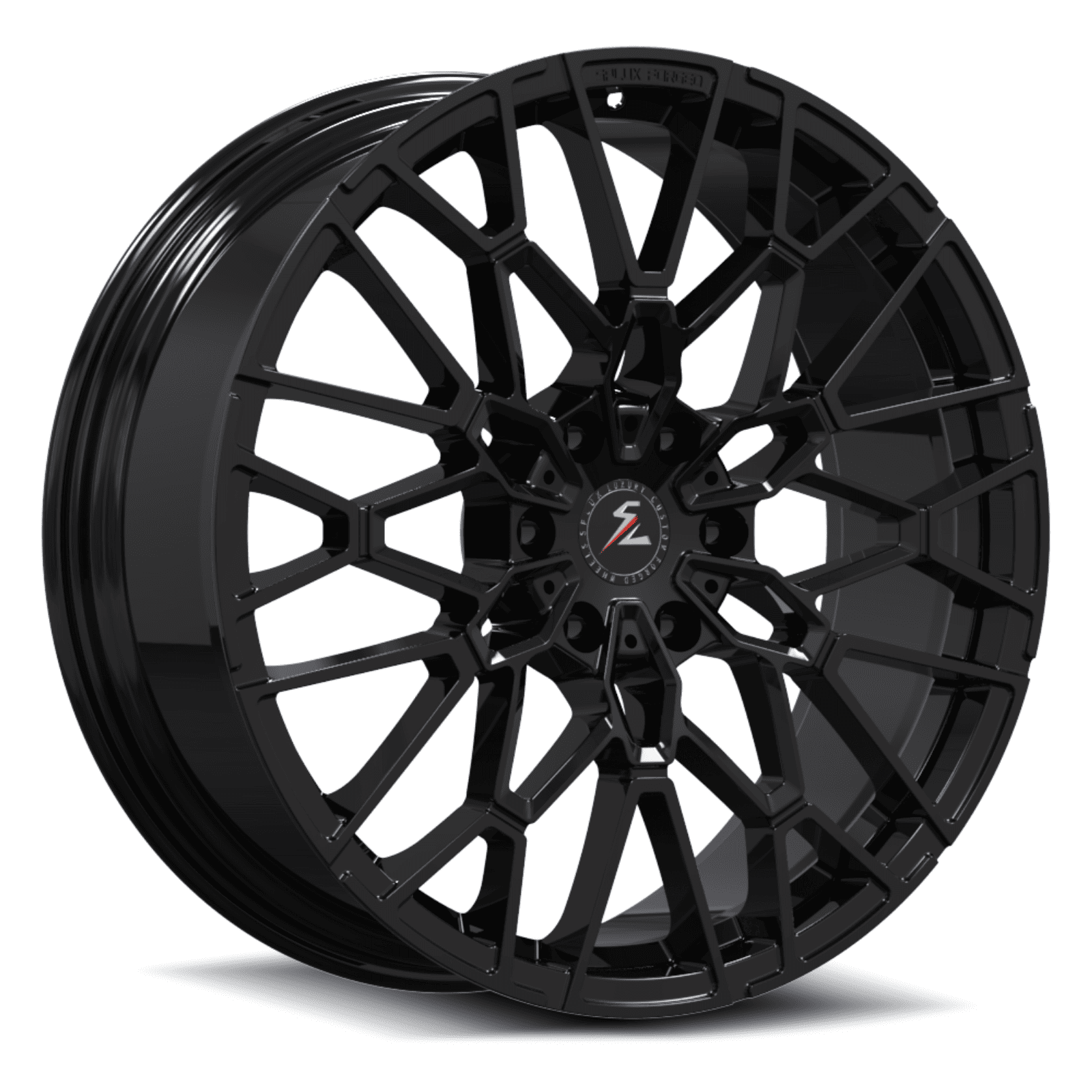 SF-10 6-Lug piano black forged monoblock flat design wheels for GMC Denali — face view