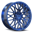 SF-10 6-Lug polished blue forged monoblock flat design rims for GMC Denali — front angle