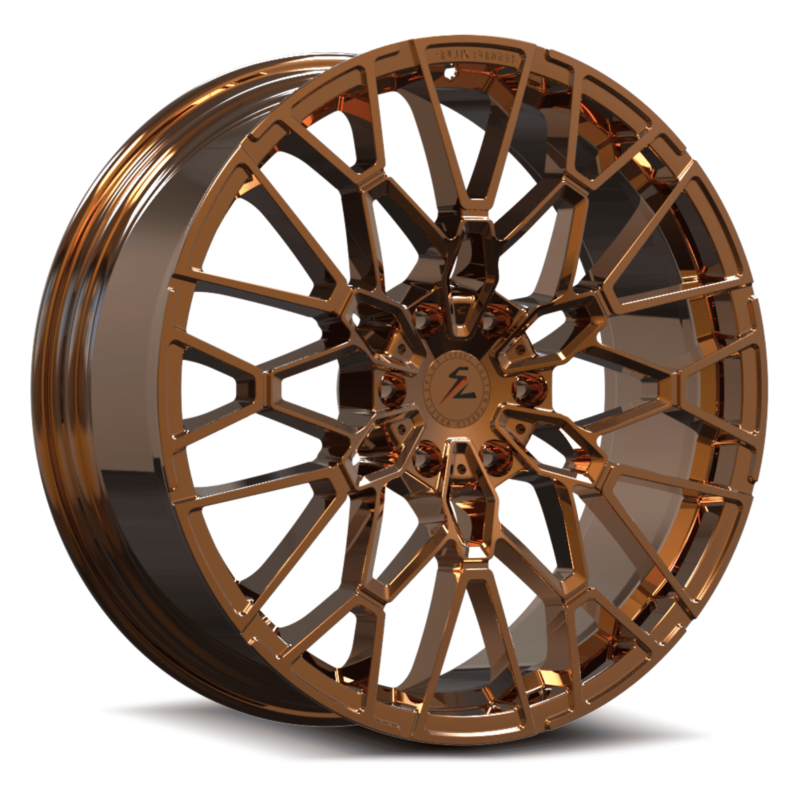 SF-10 6-Lug polished copper forged monoblock multi-spoke wheels for GMC Denali — front angle