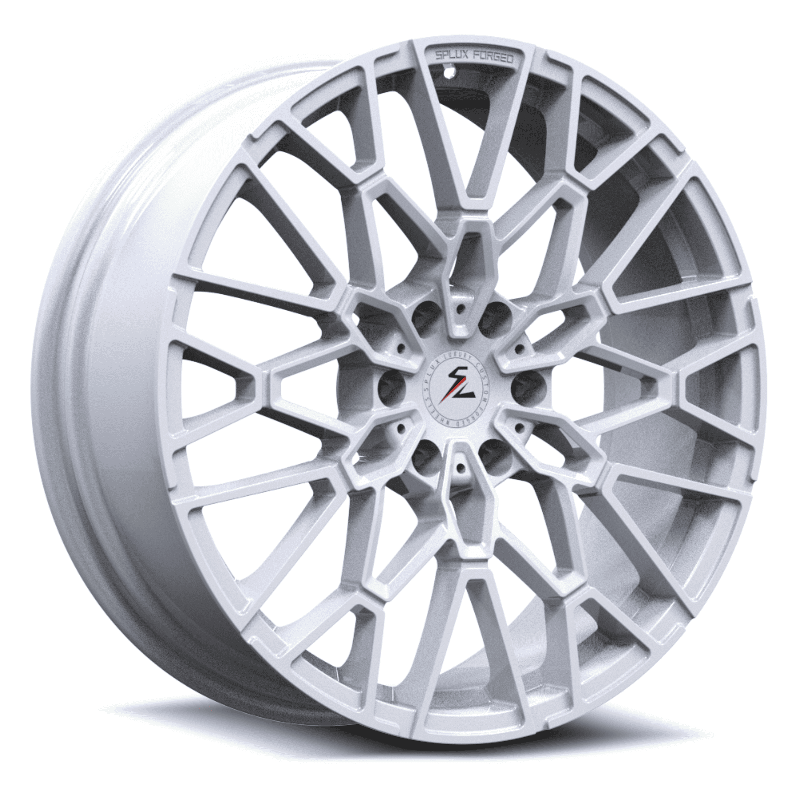 SF-10 6-Lug white forged monoblock multi-spoke wheels for GMC Denali — face view