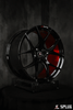 Splux SL-01 22-inch black custom forged rims with brushed red engraving for 2023 Tesla Model X, lightweight and one-piece design.