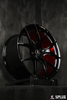 Splux SL-01 22-inch black lightweight forged rims with brushed red engraving for 2023 Model X, custom one-piece design for Tesla.