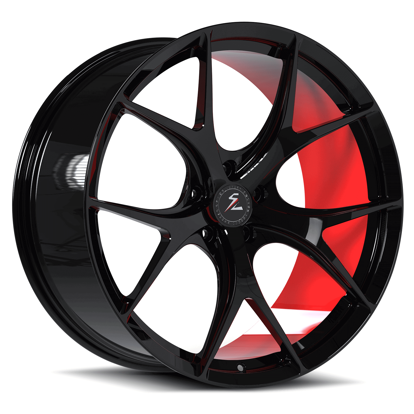 Forged lightweight wheels in black and red, with unlimited custom concave designs tailored perfectly to your vehicle.