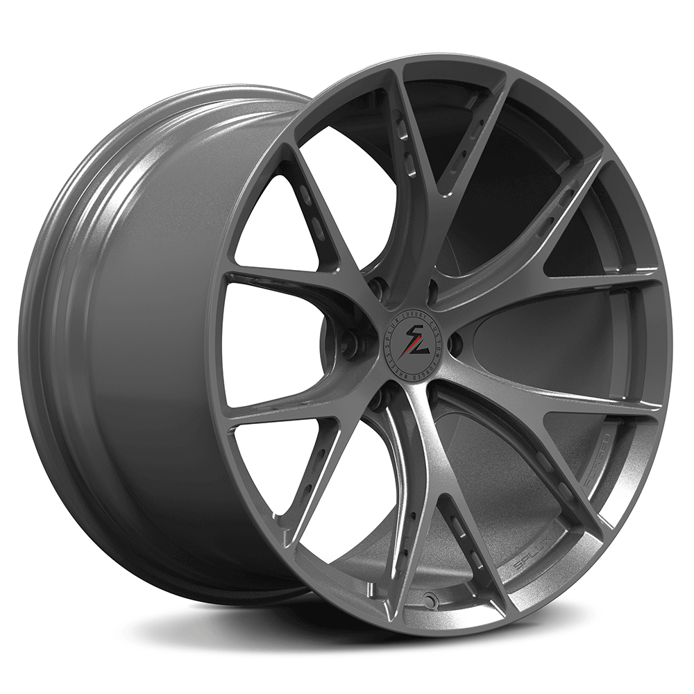 SL-03 dodge viper rims for sale, 6 lug, lightweight custom forged monoblock in gunmetal grey with a concave y spoke design.